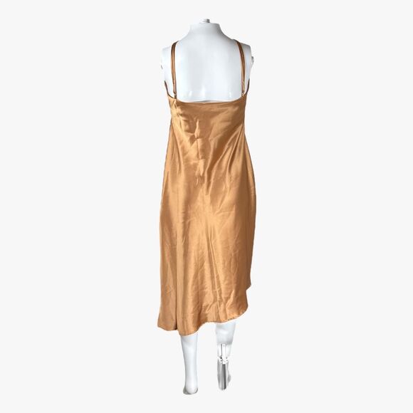 Petal & Pup Asymmetrical Satin Midi Dress in Gold Size 10 Glam Party - Picture 3 of 7
